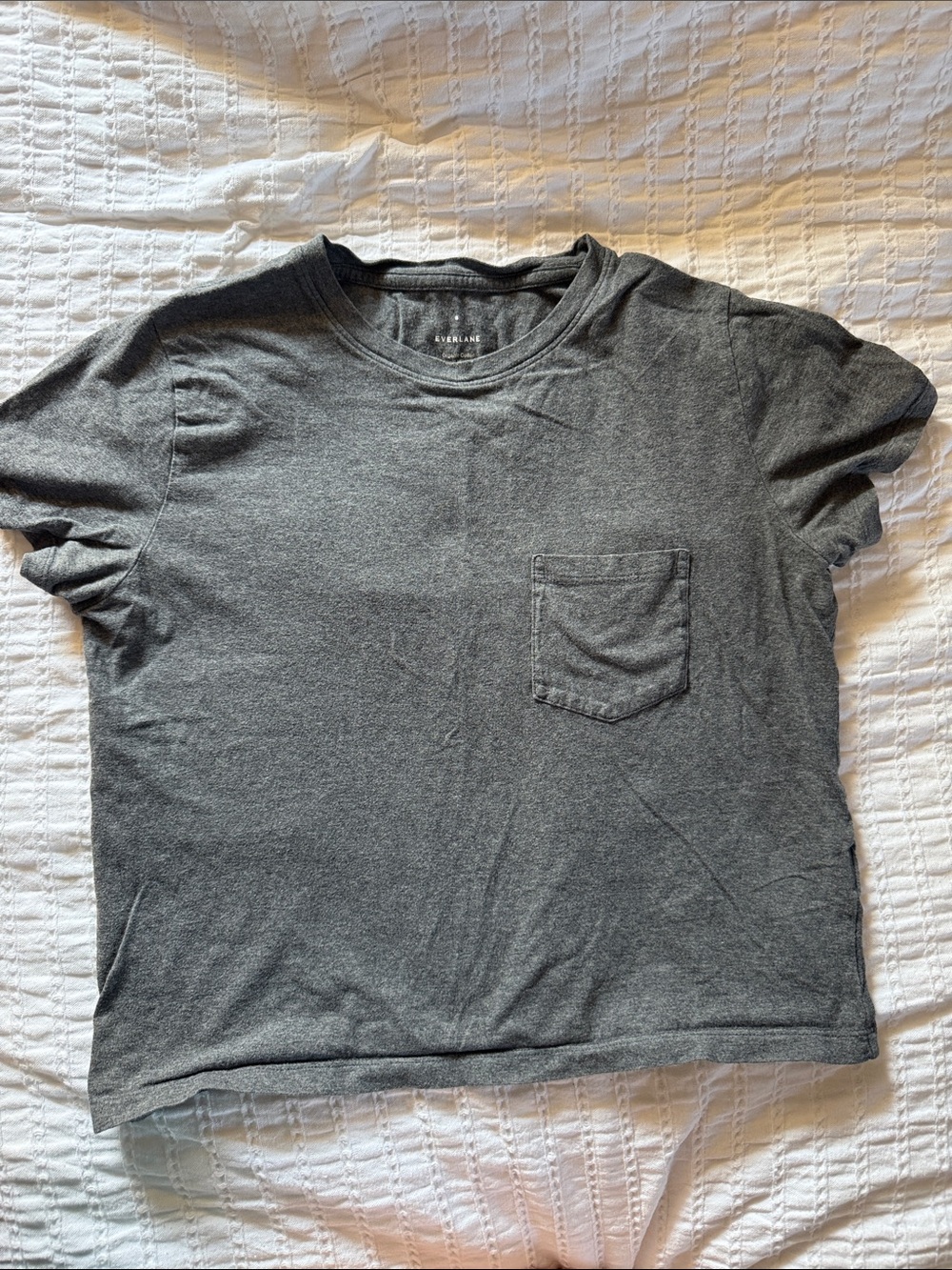 Everlane Organic Cotton Charcoal Heather Short Sleeve Pocket Tee